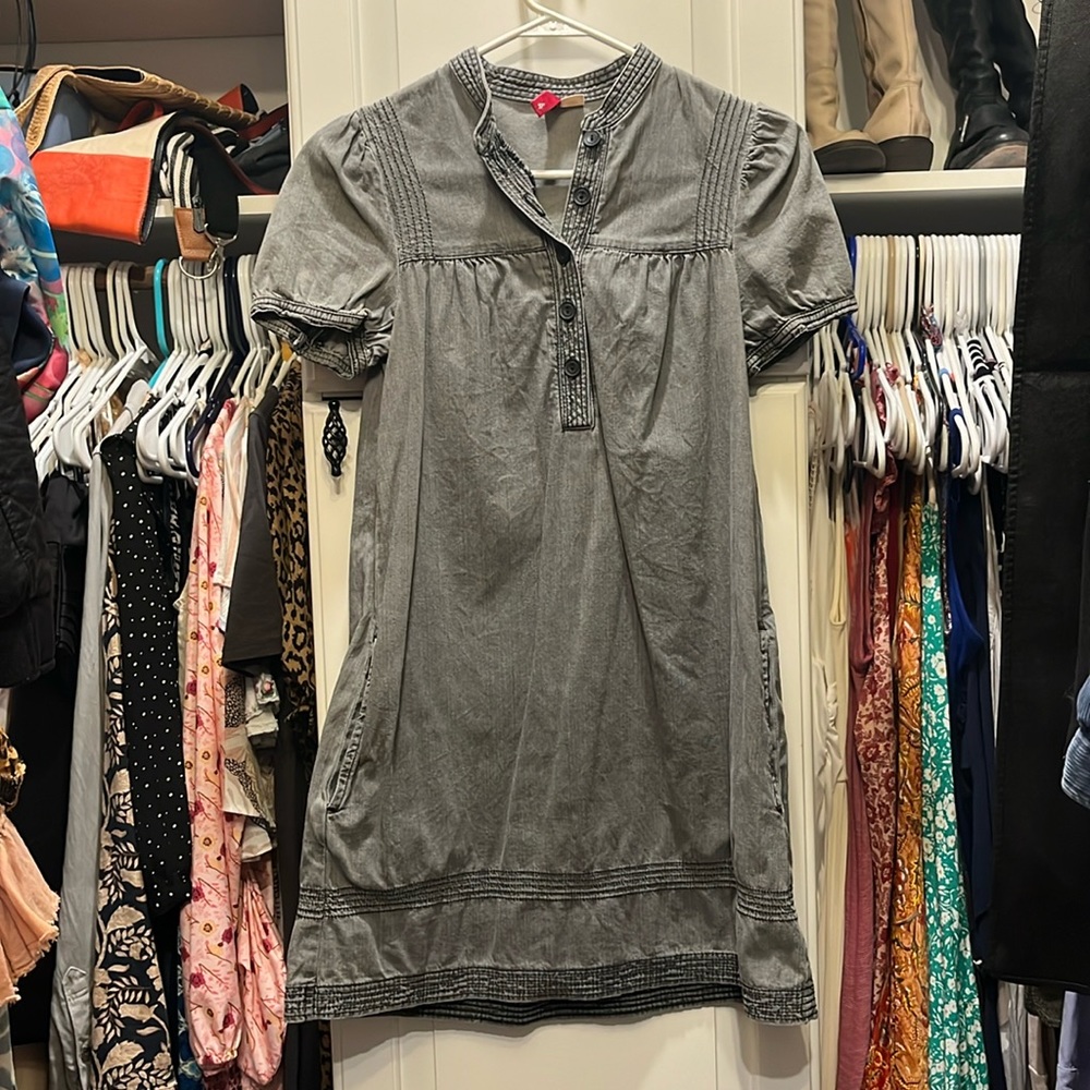 Divided brand denim gray mini dress w pockets sz 4